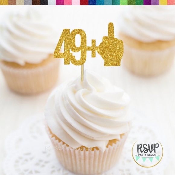50th Birthday Party Decor Bundle, T-shirt and cupcake toppers - Picture 5 of 6